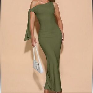 cult gaia Olive One-Shoulder Maxi Dress